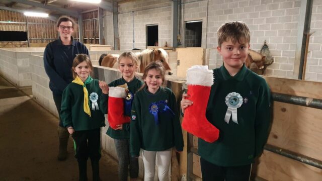 Beavers and Cubs with Christmas stocking